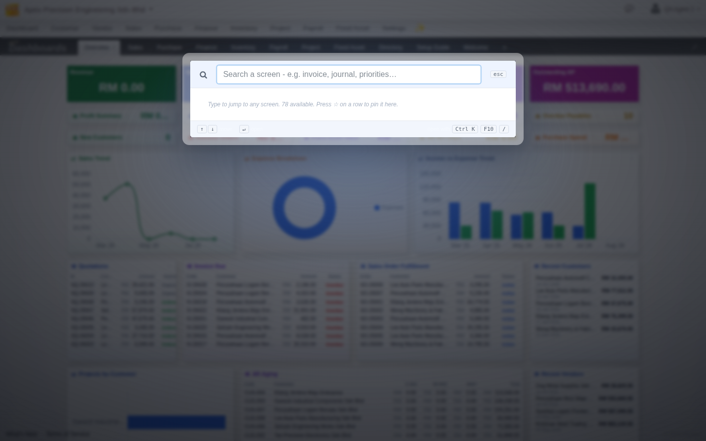 Jump Search opened with Ctrl+K, showing the empty search box