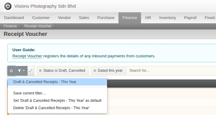 Saved filter dropdown showing a named saved filter applied to the listing